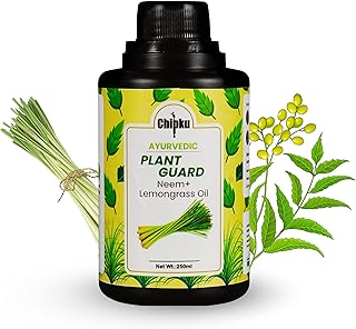 Chipku Ayurvedic Plant Guard 250ml Neem Oil + Lemongrass Oil Spray Formulation Concentrate | 100% Organic Plant Protector | Powerful Pest Control for Indoor & Outdoor Use For Making 50 Neem Spray Bottles