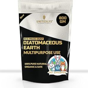 Unitedlys® Diatomaceous Earth Powder 800G | 100% Organic Pest Control for Garden | Effective Cockroach Killer and Ant Repellent for Home | Flea Control Dog Powder