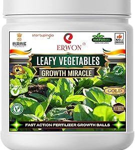 Erwon® Leafy Vegetables GROWTH MIRACLE Fertilizer, Fast Action Organic Granules for rapid Overall Healthy Growth of all types of leafy vegetables Plants. (900 gm)