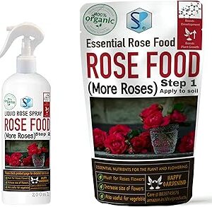 Shiviproducts Organic Rose Fertilizer for Complete Nutrition growth and flowering | Two steps Rose food and Rose Spray | For home garden (200 gm + 200 ml)