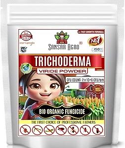 Sansar Agro® Trichoderma Fungicide - Viride Powder for Plants (2 x 10^8 CFU per Gram) Bio Fungicide - Prevents Fungal and Bacterial Diseases in Plants. (900 gm)