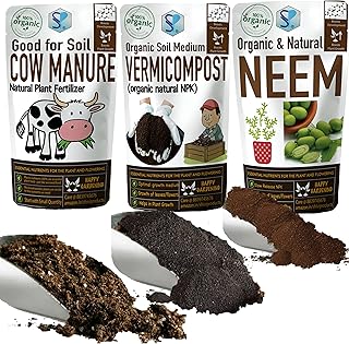 Shiviproducts Vermicompost Cow Manure and Neem Powder combo pack of three (900 gm + 600 gm + 300 gm) | Organic compost fertilizers for Plants Essential Home Gardening nutrients